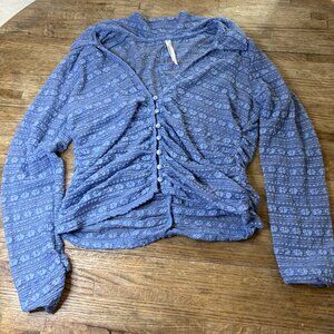 By Anthropologie Long-Sleeve V-Neck Floral Lace Top size L